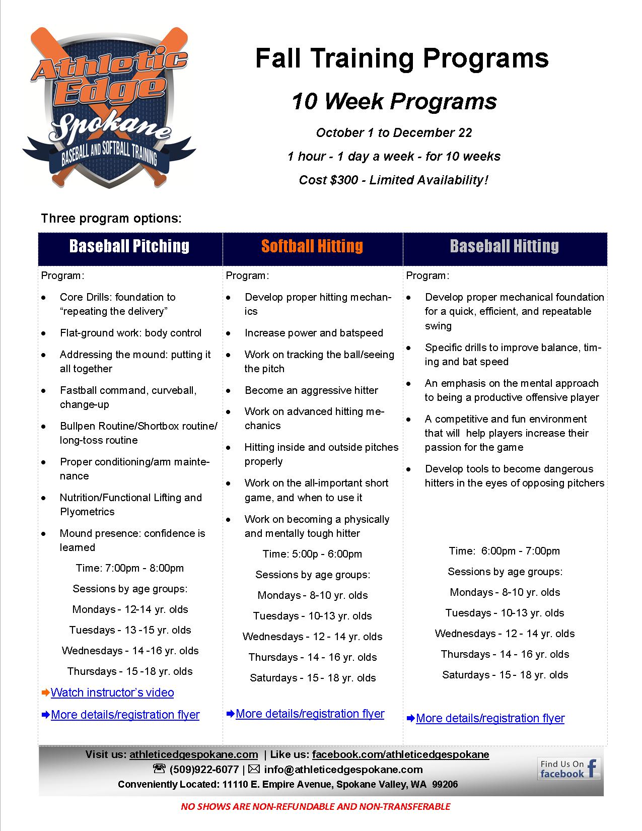  Fall Training Programs